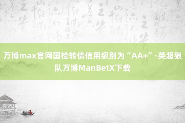 万博max官网国检转债信用级别为“AA+”-英超狼队万博ManBetX下载