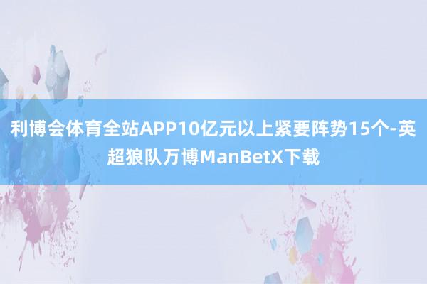 利博会体育全站APP10亿元以上紧要阵势15个-英超狼队万博ManBetX下载