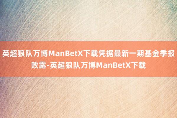 英超狼队万博ManBetX下载凭据最新一期基金季报败露-英超狼队万博ManBetX下载